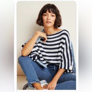Anthropologie Lita Blue and white striped Sweater XS/S